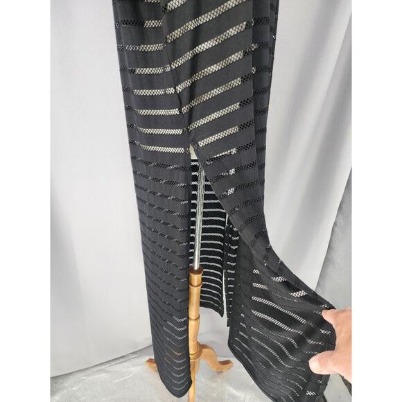 Calvin Klein Swimwear Dress Womens L XL Black Mesh Stripe Sheer Beach Cover Up - Picture 6 of 15